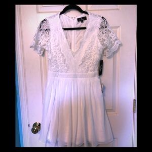 LuLu’s White Lace and Chiffon Dress